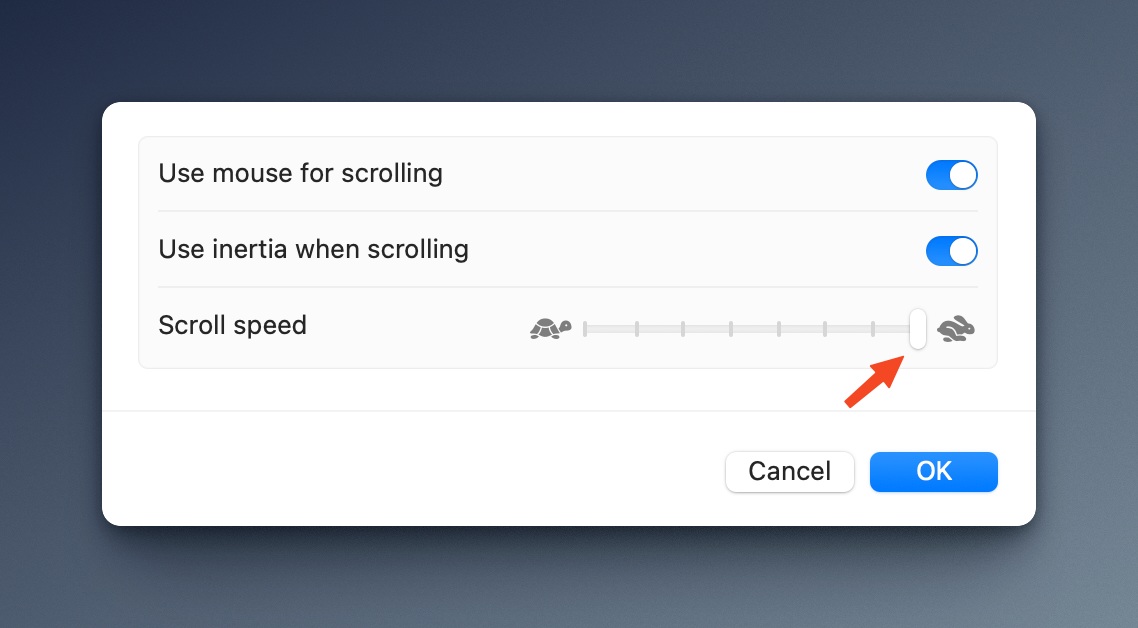  > System Settings > Scroll speed (Mouse / Trackpad) scroll-speed.png